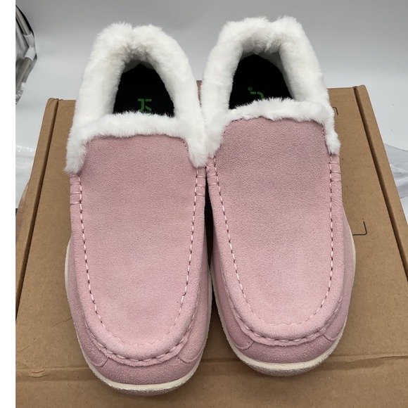 KURU Shoes - Kuru Loft Women 9 Soft Pink Vanilla Suede Faux Fur Moccasin Slippers Orthopedic